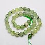 Natural Prehnite Beads Strands, Faceted, Round, Pale Green, Hole: 1mm