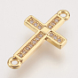 Brass Micro Pave Cubic Zirconia Links, Cross, Clear