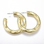 Textured Brass Stud Earrings, Half Hoop Earrings, Long-Lasting Plated, with Steel Pins and Plastic Ear Nuts, Ring