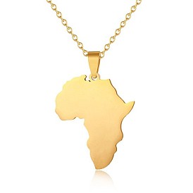 Stainless Steel Pendant Necklaces, Africa Map