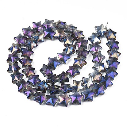 Perlas de vidrio electroplate hebra, color de ab, estrella