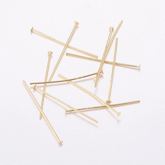 Brass Flat Head Pins, Long-Lasting Plated, Real 18K Gold Plated, Cadmium Free & Nickel Free & Lead Free