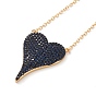 Brass Micro Pave Cubic Zirconia Heart Pendant Necklaces, with Lobster Claw Clasps, Long-Lasting Plated, Real 18k Gold Plated