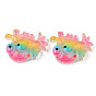 Rainbow Resin Cabochons, with Glitter, Fish Shape