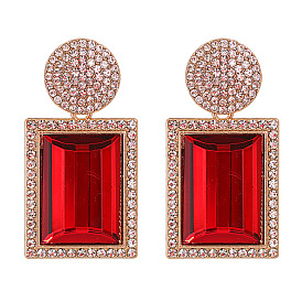 Sparkling Crystal Earrings with Trendy European and American Style Design