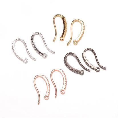 Brass Micro Pave Cubic Zirconia Earring Hooks, Ear Wire, with Horizontal Loop, 19x9x2mm, Hole: 1mm, 18 Gauge, Pin: 1mm