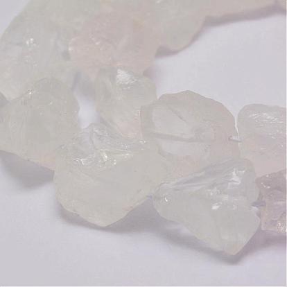 Raw Rough Natural Quartz Crystal Beads Strands, Rock Crystal, Nuggets