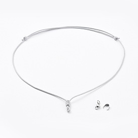 Adjustable Korean Waxed Polyester Cord Necklace Making, with 304 Stainless Steel Lobster Claw Clasps and Pinch Bails
