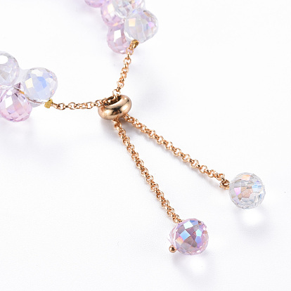 Bracelets coulissants en perles de verre à facettes étincelantes pour adolescentes femmes, or