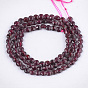 Natural Garnet Beads Strands, Faceted, Flat Round