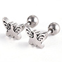 201 Stainless Steel Barbell Cartilage Earrings, Screw Back Earrings, with 304 Stainless Steel Pins, Butterfly