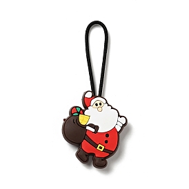 Christmas PVC Plastic Pendant Decorations, with Nylon Cord and Plastic Findings, Santa Claus