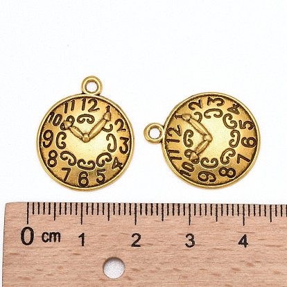 Tibetan Style Alloy Pendants, Cadmium Free & Lead Free, Clock, 22x18x2mm, Hole: 2mm