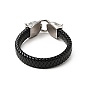 PU Imitation Leather Braided Cord Bracelet, 304 Stainless Steel Tiger Clasp Gothic Bracelet for Men Women