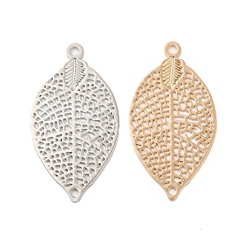 Long-Lasting Plated Brass Connector Charms, Hollow Leaf Links