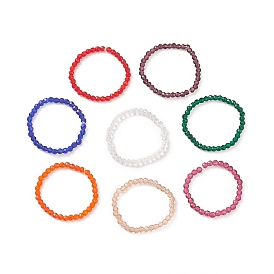8 шт. 8 набор цветных блестящих стеклянных круглых эластичных колец из бисера для женщин