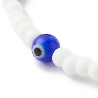 Glass Beads & Handmade Lampwork Beads Stretch Bracelets for Kid, Evil Eye