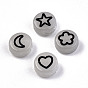 Luminous Acrylic Beads, Flat Round, Moon & Heart, Flower & Star