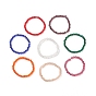 8 piezas 8 conjunto de anillos elásticos con cuentas redondas de vidrio ostentoso de color para mujer