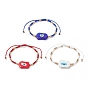 3 pcs 3 ensemble de bracelets de perles tressées au chalumeau et de graines de verre de couleur mauvais œil pour les femmes