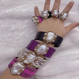 Élégant bracelet en peau de serpent en perles fabriqué à la main - design audacieux et unique