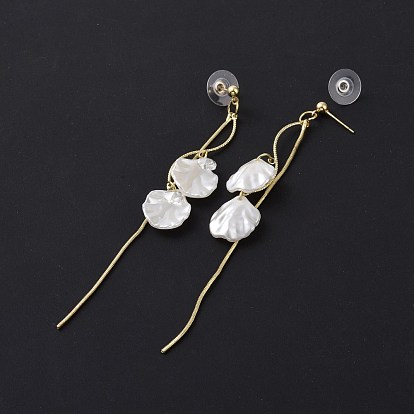 Boucles d'oreilles pendantes à pampilles imitation coquillage en acrylique avec 925 épingles en argent sterling, boucles d'oreilles longues en alliage pour femmes