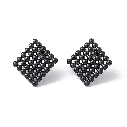 304 Stainless Steel Rhombus Stud Earrings for Women
