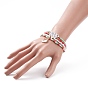 4 pcs 4 bracelets extensibles en verre de style sertis de perles acryliques word xmas joy, bracelets à breloques en alliage de lune de noël pour femmes