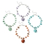 4 pcs 4 style bracelets à breloques en forme de coeur avec pierres précieuses naturelles mélangées serties de chaînes de perles de puces, bracelets empilables en laiton