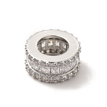 Crémaillère en laiton placage zircone cubique perles européennes, Perles avec un grand trou   , sans cadmium et sans plomb, plaqué longue durée, colonne