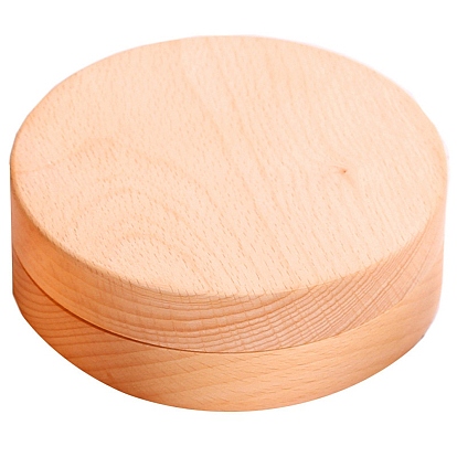 Caja de anillo de madera redonda, caja de embalaje de regalo de madera
