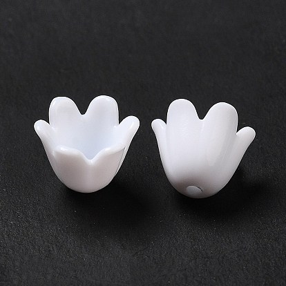 Opaque Acrylic Bead Caps, 6-Petal, Flower