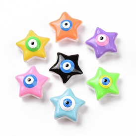 Enamel Beads, with ABS Plastic Imitation Pearl, Star with Evil Eye