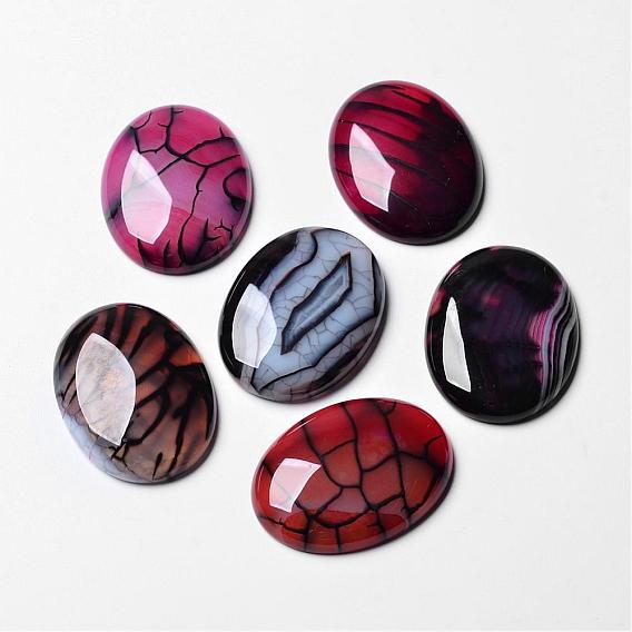 Natural Dragon Veins Cabochons, Flat Back, Oval, Dyed