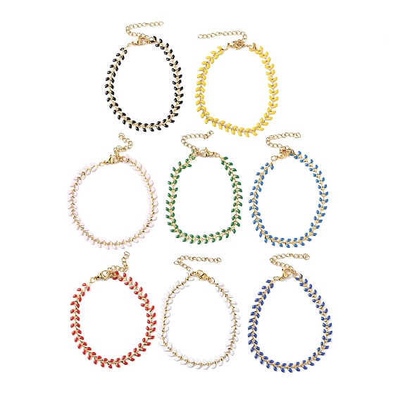 Bracelet chaînes à maillons épis de blé en émail, placage sous vide 304 bijoux en acier inoxydable pour femmes