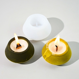 Flat Round DIY Candlesticks Silicone Molds, for Candle Making