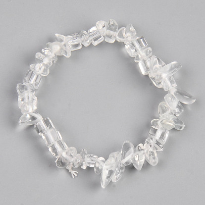 Natural Quartz Crystal & Glass Beaded Stretch Bracelets, Chip