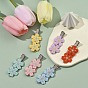 Polyester Embroidery Flower Alligator Hair Clips, with Glitter Powder Alloy & Plastic Clips