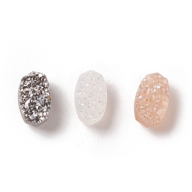Electroplate Natural Druzy Agate Cabochons, Faceted, Oval