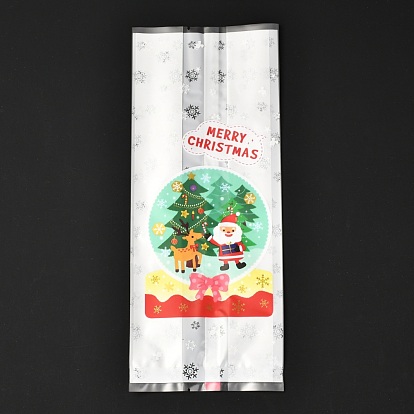Sacs de bonbons en papier rectangle thème noël, pas de poignée, pour sacs cadeaux et emballages alimentaires