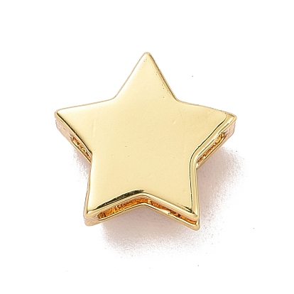 Eco-friendly Brass Micro Pave Cubic Zirconia Slide Charms, Cadmium Free & Lead Free, Long-Lasting Plated, Star