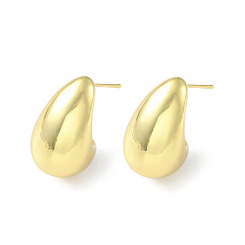 Teardrop Rack Plating Brass Stud Earrings for Women, Long-Lasting Plated, Lead Free & Cadmium Free