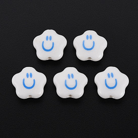 Handmade Porcelain Beads, Star with Smile