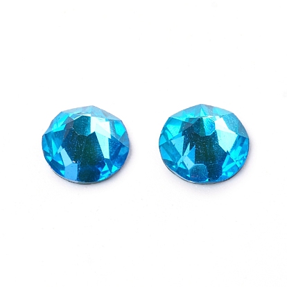 Cabujones de diamantes de imitación de cristal, espalda plana, facetados, fluorescente, semicírculo