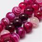 Agate à rayures naturelles / brins de perles d'agate, ronde, teints et chauffée, Grade a
