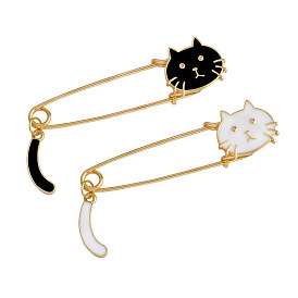 Cute Japanese Cat Tail Pin Brooch with Dangling Charm