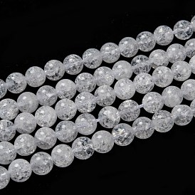 Crépitement naturelle perles de quartz brins, ronde