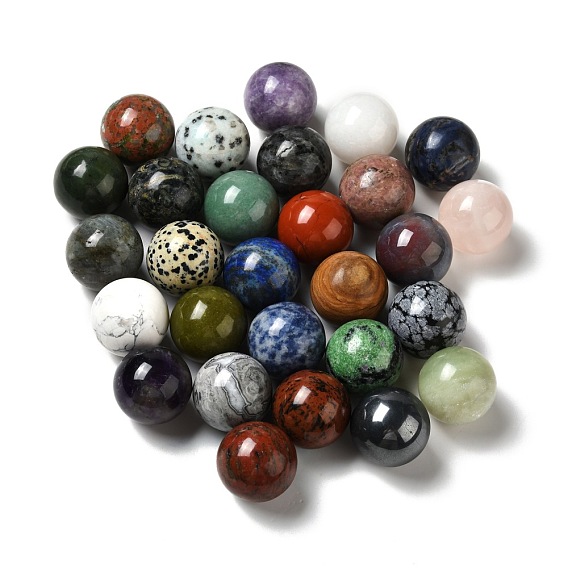Natural Mixed Stone Beads, No Hole/Undrilled, Mixed Dyed and Undyed, Round
