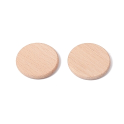 Unfinished Natural Beech Wood Cabochons, Flat Round