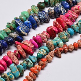 Natural Imperial Jasper Beads Strands, Nuggets, Dyed, 8x4mm, Hole: 1mm, about 15.7 inch